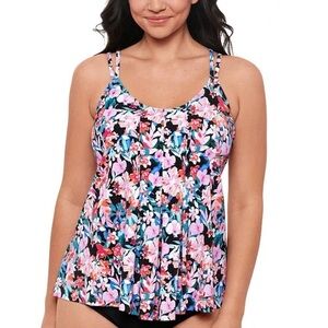 Swim Solutions Women's Blushing Pleated Tankini Top NWT